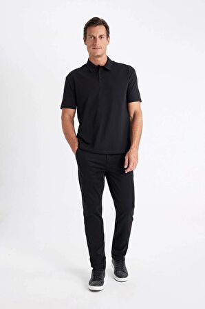 DeFacto New Regular Fit Basic Düz Kısa Kollu Siyah Polo Tişört D4778AX24SMBK81