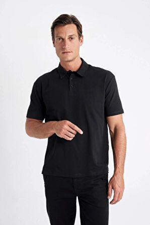 DeFacto New Regular Fit Basic Düz Kısa Kollu Siyah Polo Tişört D4778AX24SMBK81
