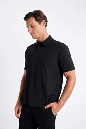 DeFacto New Regular Fit Basic Düz Kısa Kollu Siyah Polo Tişört D4778AX24SMBK81