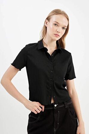 DeFacto Coool Fitted Bürümcük Kısa Kollu Gömlek D4520AX24HSBK81