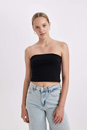 DeFacto Fitted Straplez Bluz D4891AX24HSBK81