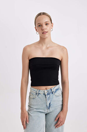 DeFacto Fitted Straplez Bluz D4891AX24HSBK81