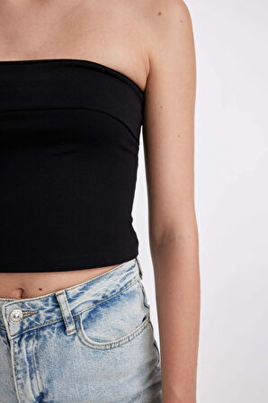 DeFacto Fitted Straplez Bluz D4891AX24HSBK81