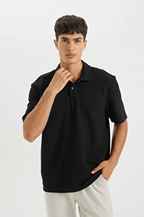 DeFacto New Regular Fit Basic Düz Kısa Kollu Polo Tişört B4939AX24AUBK81