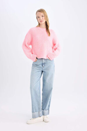 Coool Oversize Fit Geniş Kalıp Bisiklet Yaka Triko Kazak