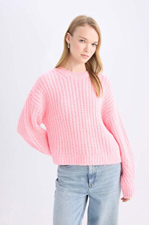 Coool Oversize Fit Geniş Kalıp Bisiklet Yaka Triko Kazak