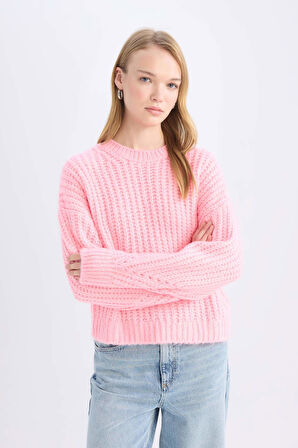 Coool Oversize Fit Geniş Kalıp Bisiklet Yaka Triko Kazak