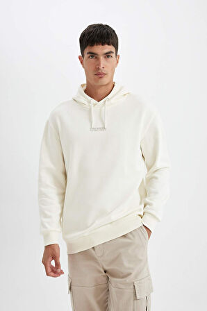 DeFacto Relax Fit Kapüşonlu Baskılı Sweatshirt Y9652AZ24AUER139