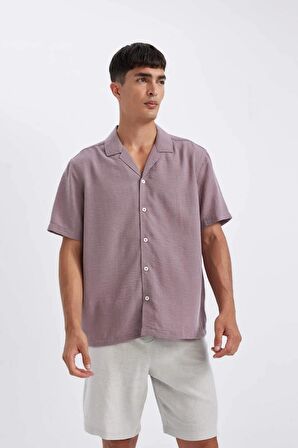DeFacto Relax Fit Polo Yaka Basic Düz Kısa Kollu Gömlek D4541AX24SMBR92