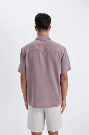 DeFacto Relax Fit Polo Yaka Basic Düz Kısa Kollu Gömlek D4541AX24SMBR92