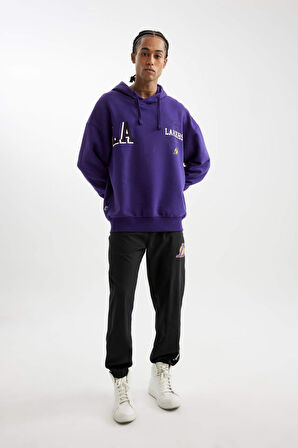 DeFactoFit NBA Los Angeles Lakers Oversize Geniş Kalıp Kapüşonlu Sırt Baskılı Sweatshirt D0671AX24AUPR299
