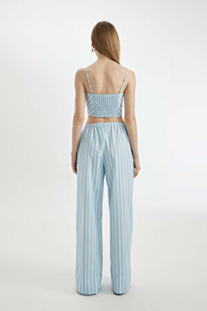 DeFacto Coool Straight Fit Çizgili Normal Bel Poplin Pantolon D3472AX24HSBE196