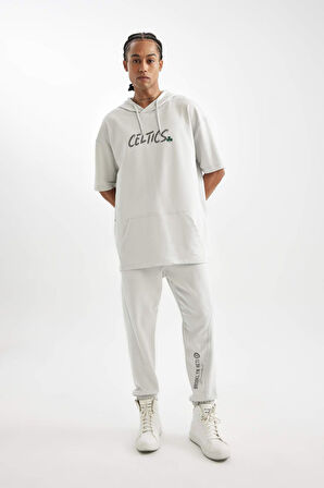 DeFactoFit Jogger Eşofman Altı NBA Brooklyn Nets Standart Fit Skuba Dalgıç Kumaş Cepli Düz Paça C8924AX24AUGR519