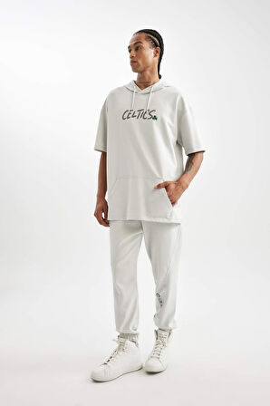 DeFactoFit Jogger Eşofman Altı NBA Brooklyn Nets Standart Fit Skuba Dalgıç Kumaş Cepli Düz Paça C8924AX24AUGR519