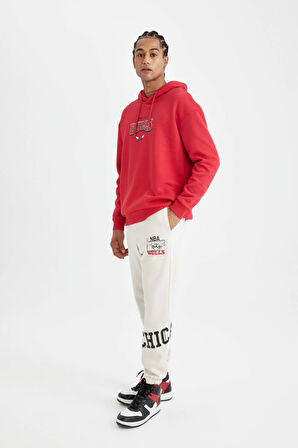 DeFactoFit Kalın Jogger Eşofman Altı NBA Chicago Bulls Standart Fit Cepli Düz Paça C9275AX24AUBG662