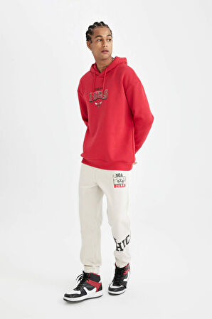DeFactoFit Kalın Jogger Eşofman Altı NBA Chicago Bulls Standart Fit Cepli Düz Paça C9275AX24AUBG662