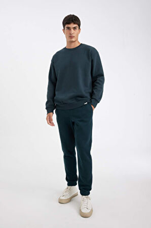 Oversize Fit Bisiklet Yaka Kalın Basic Sweatshirt