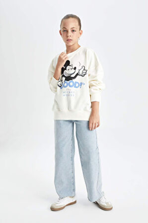 DeFacto Kız Çocuk Disney Mickey & Minnie Oversize Geniş Kalıp Bisiklet Yaka Sweatshirt C7353A824AUER99