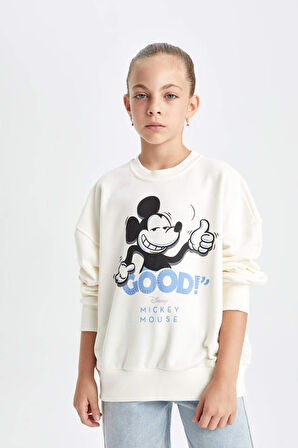 DeFacto Kız Çocuk Disney Mickey & Minnie Oversize Geniş Kalıp Bisiklet Yaka Sweatshirt C7353A824AUER99