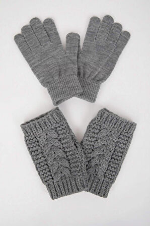 DeFacto Kadın 2'Li Örgü Eldiven R8591AZ24WNGR2