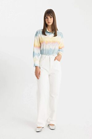 DeFacto Relax Fit Degrade Pamuklu Uzun Kollu Gömlek Tunik C9039AX24SMPN649
