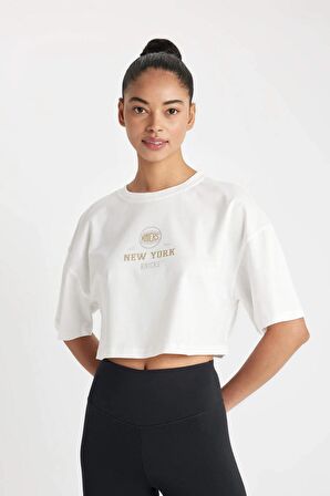 DeFactoFit NBA New York Knicks Bisiklet Yaka Kısa Kollu Tişört C0008AX24SMER105