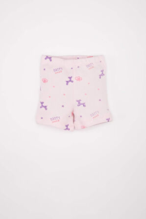 Kız Bebek Pijama Takım Desenli Fitilli Kaşkorse  Kısa Kollu Üst Beli Lastikli Şort Alt