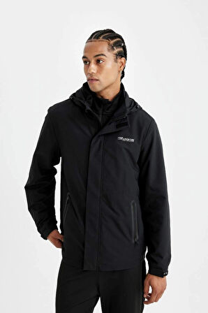 C6047 DefactoFit Su İtici Normal Kesim Kapüşonlu Fermuarlı Cepli Mont