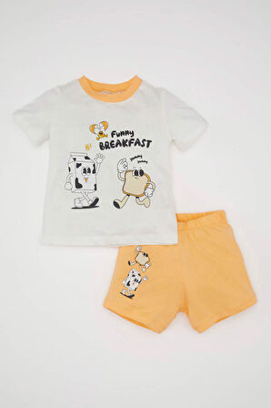 Erkek Bebek Pijama Takımı Penye Baskılı Kısa Kollu Üst Şort