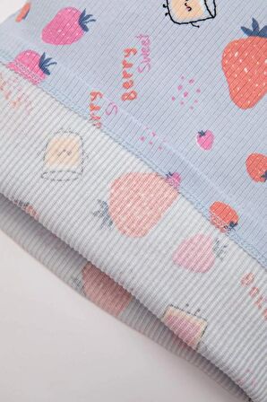 DeFacto Kız Bebek Desenli Kısa Kollu Fitilli Kaşkorse Pijama Takımı C3477A524SMBE216