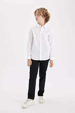 DeFacto Erkek Çocuk Düz Paça Beli Lastikli Cepli Basic Düz Siyah Gabardin Okul Pantolonu T8850A624AUBK81