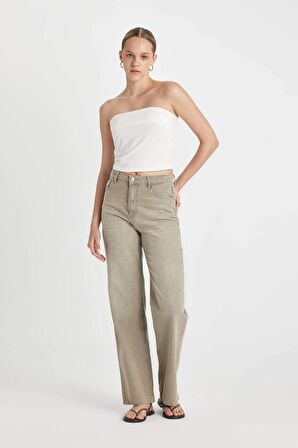 DeFacto 90's Wide Leg Yüksek Bel Uzun Jean Yıkamalı Pantolon D1233AX24HSNM55