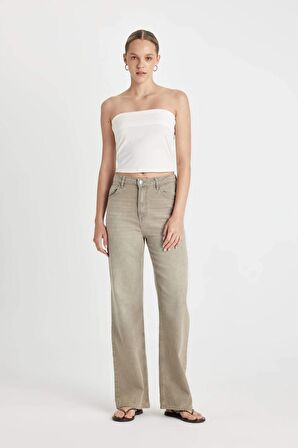 DeFacto 90's Wide Leg Yüksek Bel Uzun Jean Yıkamalı Pantolon D1233AX24HSNM55