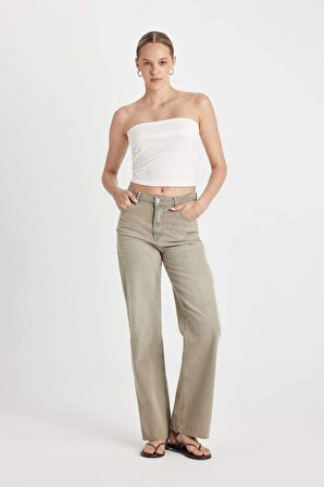 DeFacto 90's Wide Leg Yüksek Bel Uzun Jean Yıkamalı Pantolon D1233AX24HSNM55