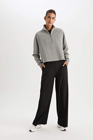 DeFactoFit Wide Leg Geniş Paça Cepli Sporcu Dokuma Pantolon C9416AX25SPBK81