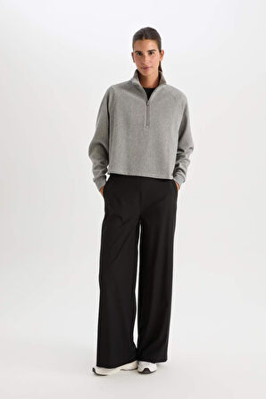 DeFactoFit Wide Leg Geniş Paça Cepli Sporcu Dokuma Pantolon C9416AX25SPBK81