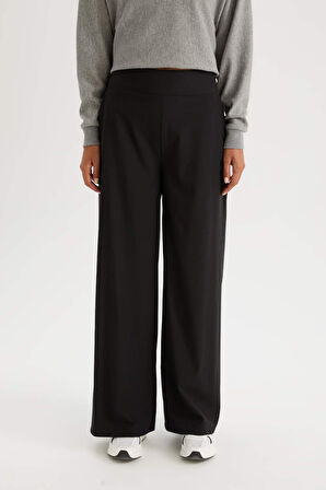 DeFactoFit Wide Leg Geniş Paça Cepli Sporcu Dokuma Pantolon C9416AX25SPBK81