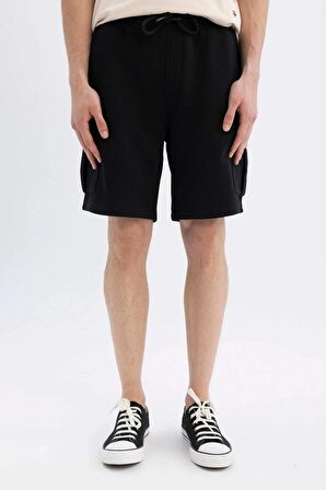DeFacto Regular Fit Kargo Cepli Basic Düz Bermuda Şort D0476AX24SMBK81