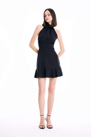DeFacto Halter Yaka Kolsuz Mini Abiye Elbise D3267AXNSBK27