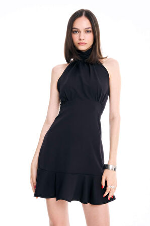 DeFacto Halter Yaka Kolsuz Mini Abiye Elbise D3267AXNSBK27