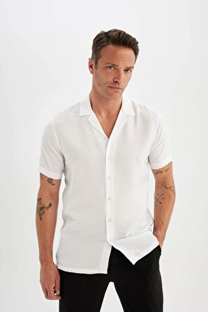 DeFacto Modern Fit Yazlık Polo Yaka Aerobin Kısa Kollu Gömlek V8406AZ24SMWT79