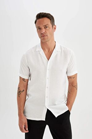 DeFacto Modern Fit Yazlık Polo Yaka Aerobin Kısa Kollu Gömlek V8406AZ24SMWT79