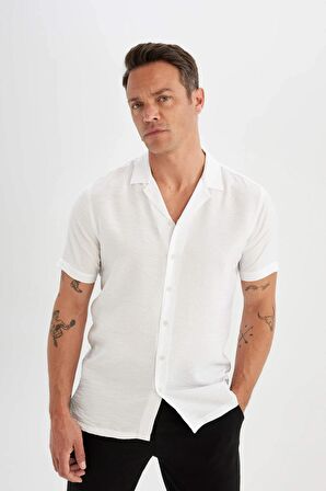 DeFacto Modern Fit Yazlık Polo Yaka Aerobin Kısa Kollu Gömlek V8406AZ24SMWT79