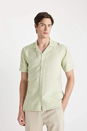 DeFacto Modern Fit Yazlık Polo Yaka Aerobin Kısa Kollu Gömlek V8406AZ24SMGN270