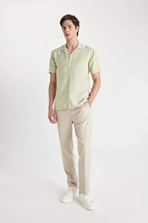 DeFacto Modern Fit Yazlık Polo Yaka Aerobin Kısa Kollu Gömlek V8406AZ24SMGN270