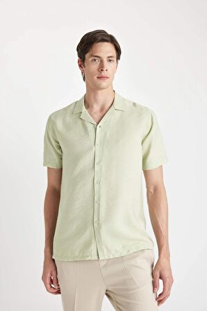 DeFacto Modern Fit Yazlık Polo Yaka Aerobin Kısa Kollu Gömlek V8406AZ24SMGN270