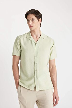DeFacto Modern Fit Yazlık Polo Yaka Aerobin Kısa Kollu Gömlek V8406AZ24SMGN270