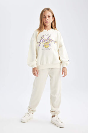 DeFacto Kız Çocuk NBA Los Angeles Lakers Oversize Geniş Kalıp Bisiklet Yaka Sweatshirt C9506A824AUER99