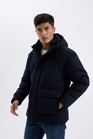 DeFacto Slim Fit Dar Kesim Şişme Mont Kapüşonlu Fermuarlı Çift Cepli A3489AX24WNNV256