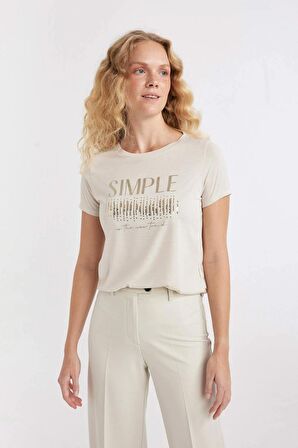 DeFacto Regular Fit Bisiklet Yaka Baskılı Kısa Kollu Tişört D1918AX24SMER37
